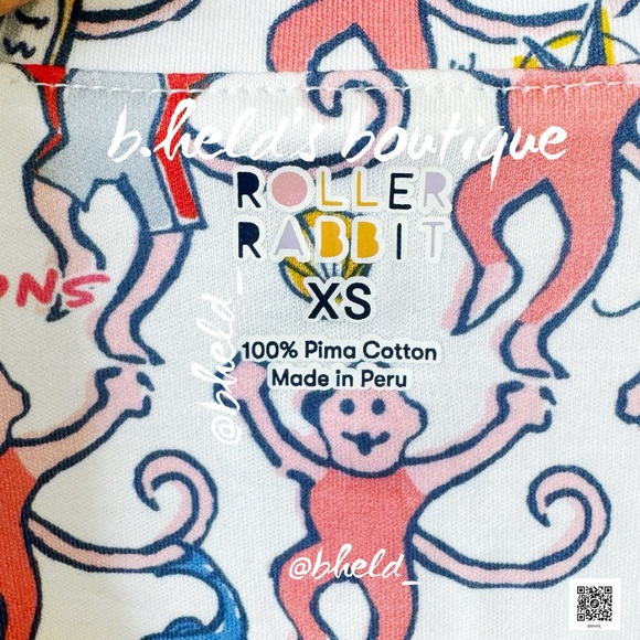 Roller Rabbit Hamptons Monkey Polo Pajamas in Pink Monkey Size XS Brand New NWT - Picture 5 of 16